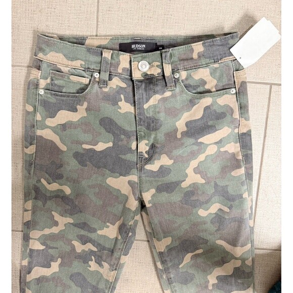 HUDSON Size 26 Barbara Super Skinny Jeans High Rise Waist Camouflage Green NWT - Picture 2 of 4